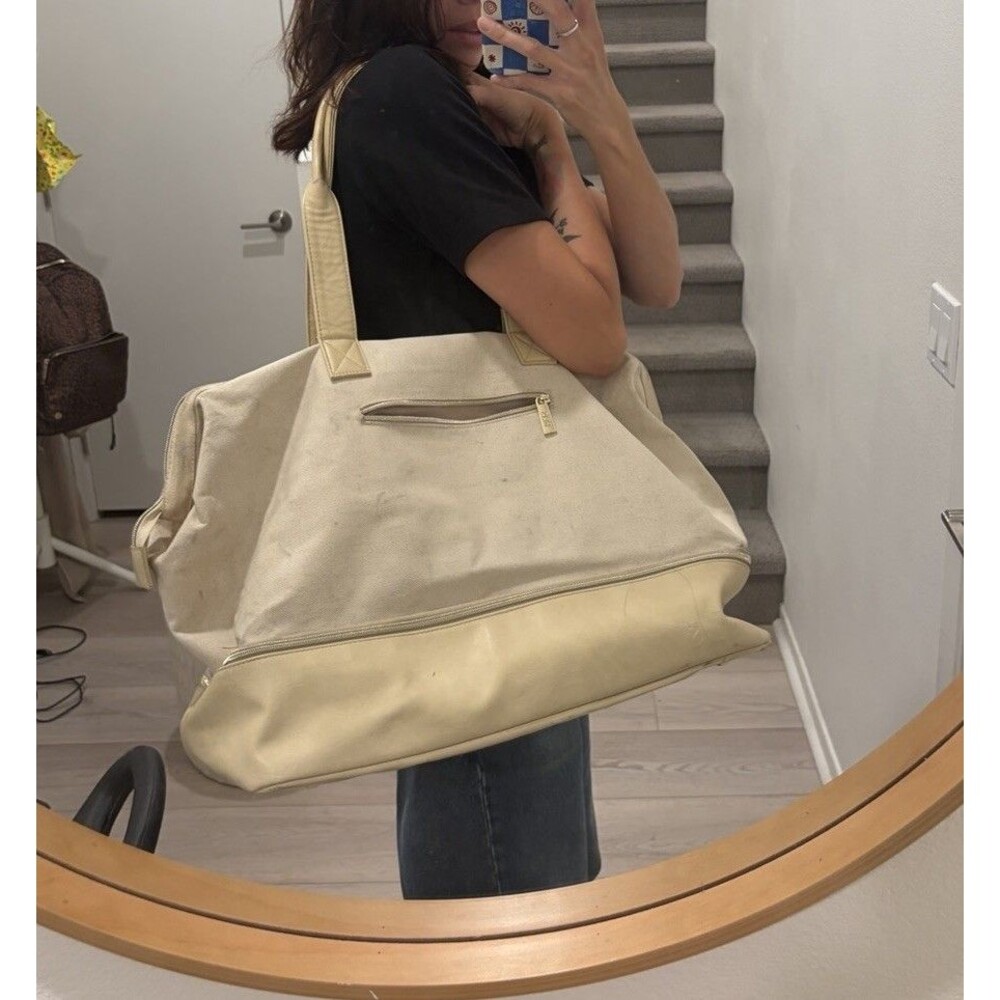 BEIS The Weekender Large Bag in Beige Canvas Preowned NO STRAP